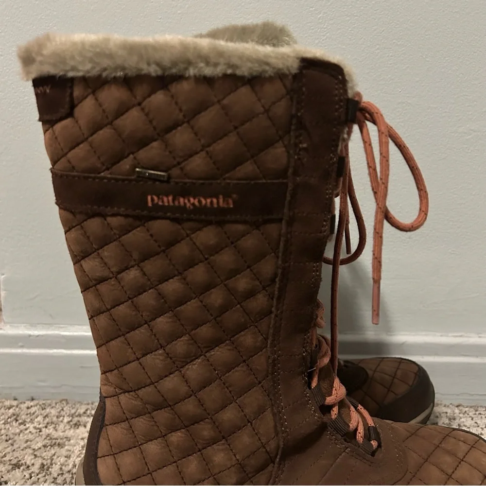 Patagonia Sable Brown Leather Faux Fur Lined Winter Snow Chukka Boots Size 6.5